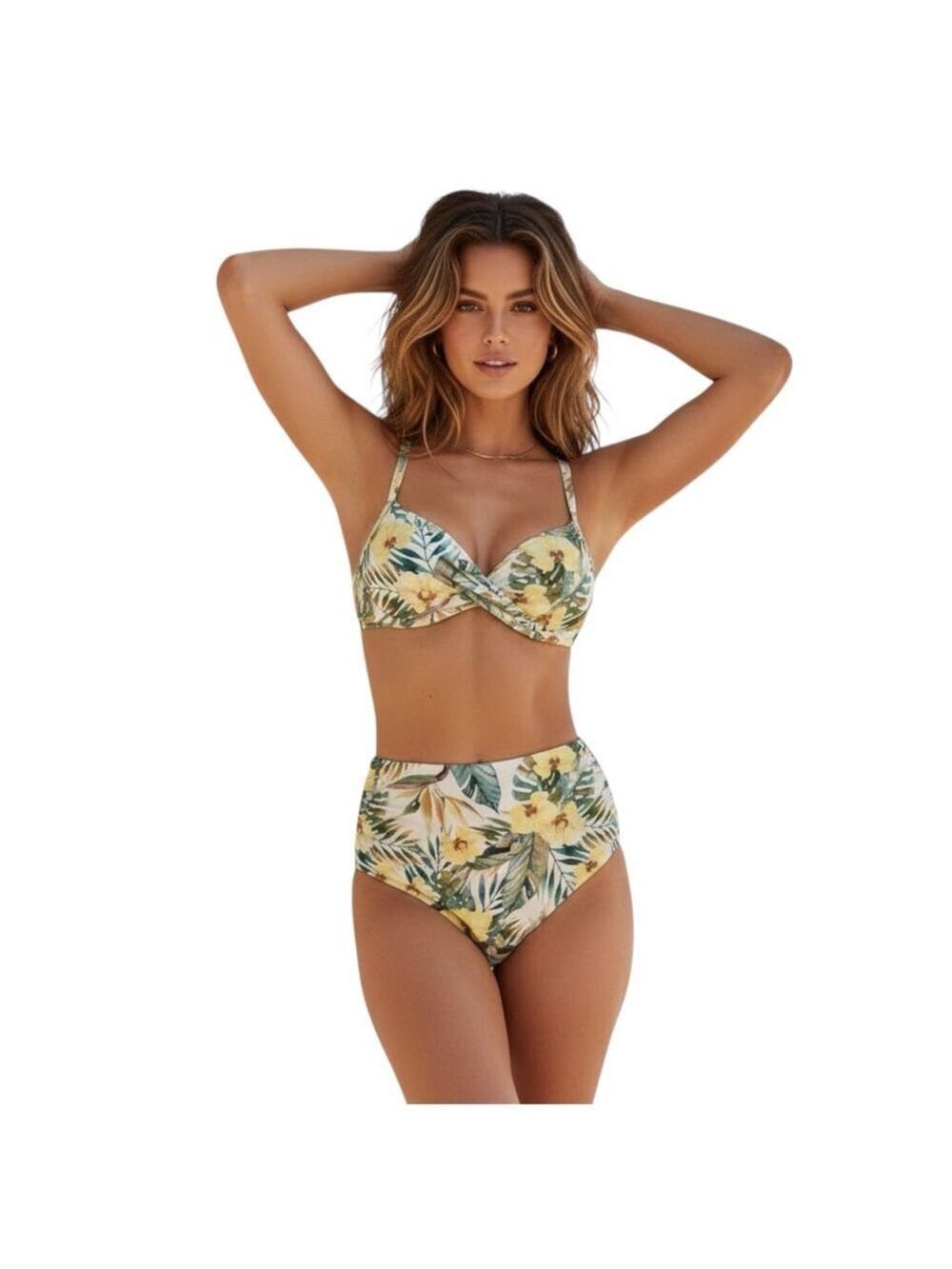 Athena Tropical Floral High Waist Bikini Set Top 12 Bottom 8
